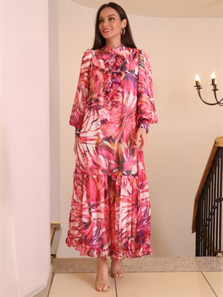 Desenli uzun Kadın Elbise 50154-2Y2
